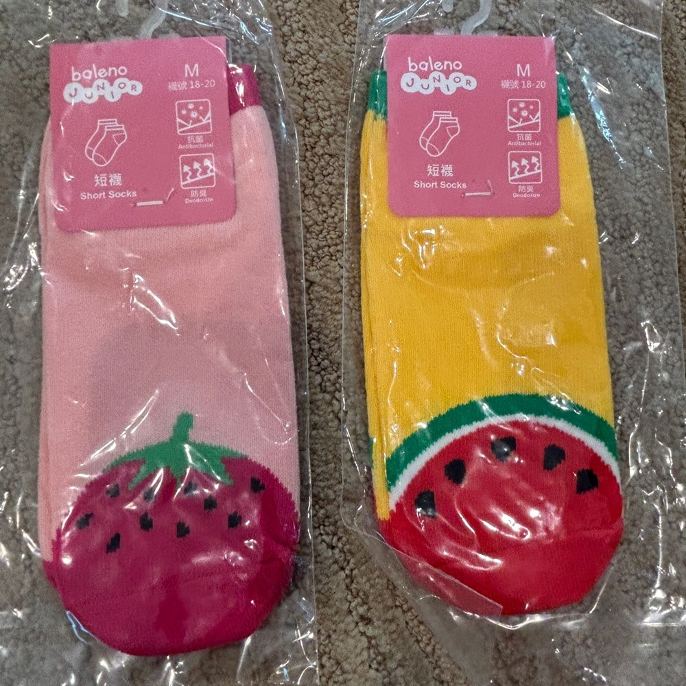 Kids Fruit-Themed Socks - Pink and Yellow